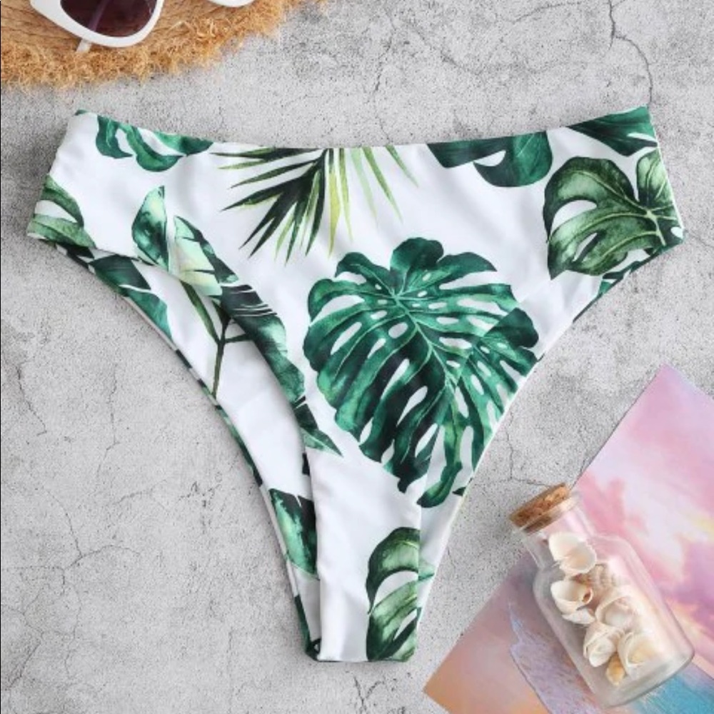 Zaful Palm High Leg Bikini Bottom